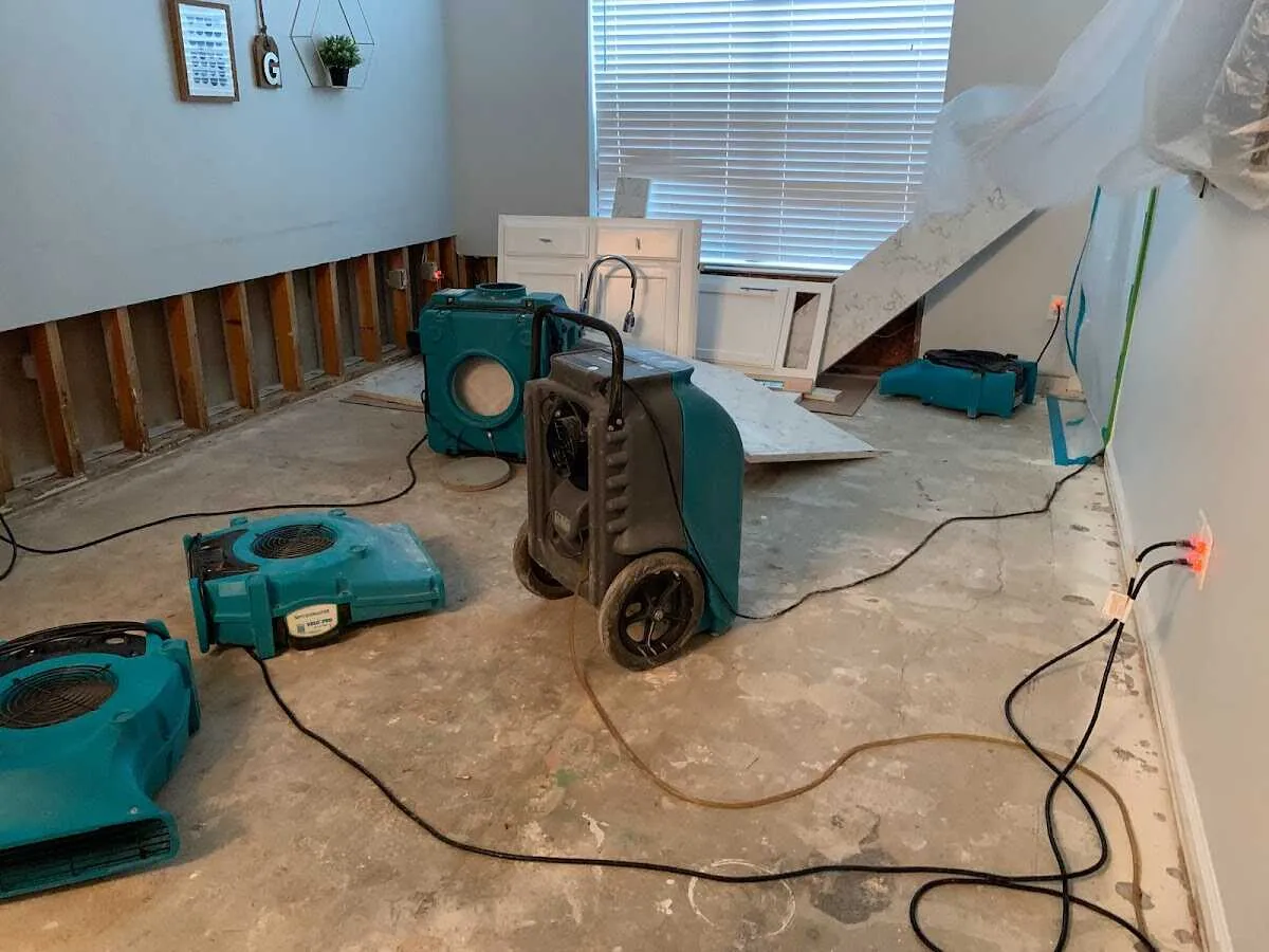 Dehumidifier in flood-cut room for Water Damage Restoration in Selinsgrove